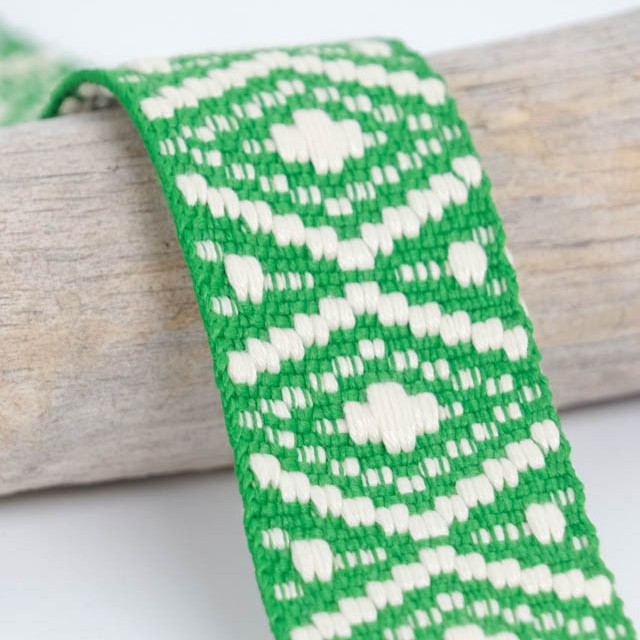 Sangle Fantaisie Losanges Vert Vif 38MM - Maison Klem